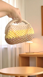 Crocheted opalescent clutch