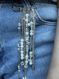 Safety pin brooch with chains