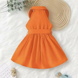 Girls Orange Dress with Bow – Sleeveless Toddler Party Dress, Soft Lightweight Kids Outfit