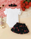 Traditional Baby Girl Floral Skirt Set with Headband