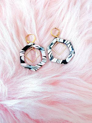 Marble Luxe Geometric Hoops