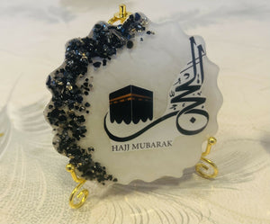 Customized Hajj Mubarak Resin Keepsake | Islamic Gift Décor