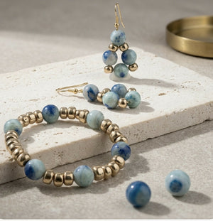 Azure Hematite Fresh Glow Set (Bracelet + Earrings)
