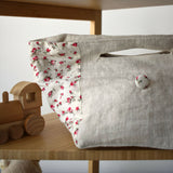 Red flower linen handbag (AB174) 2