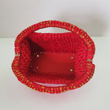 Crochet red sequin clutch bag