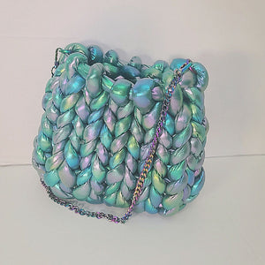Crochet chunky metallic tote bag