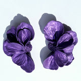 Purple rose earrings