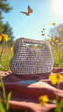 Crochetet mini opalescent clutch