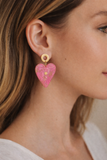 Blush Marble Heart Drop Earrings 💗