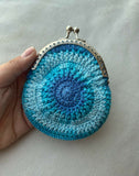 Blueberry Swirl Crochet Round Coin Purse with Clasp