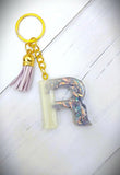 Unique Resin Initial Keychains with Tassel charms