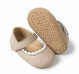 Girls Mary Jane Flats – Soft Beige Kids Shoes with Strap, Comfortable Lightweight Toddler Footwear