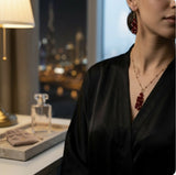 Crimson Glow Pendant & Earrings Set