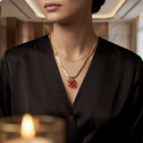 Ruby Bloom Herringbone Necklace