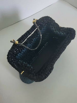 Crochet blu-grey clutch