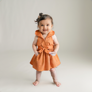 Girls Orange Dress with Bow – Sleeveless Toddler Party Dress, Soft Lightweight Kids Outfit