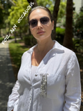 Safety pin brooch with chains