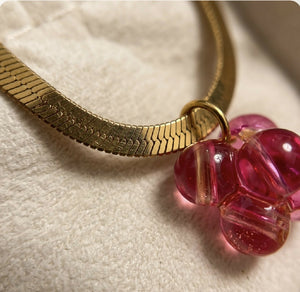 Ruby Bloom Herringbone Necklace