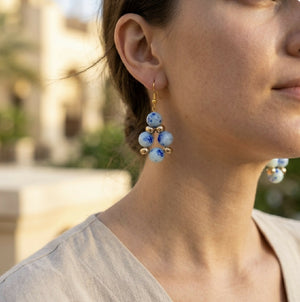 Ocean Speckle Cluster Drop Earrings