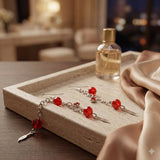 Crimson Charm Drop Earrings