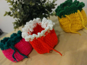 Handmade Crochet Drawstring Mini Pouch