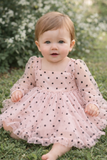 Baby Girl Polka Dot Tulle Dress – Long Sleeve Pink Party Dress for Toddlers | Elegant Kids Occasion Wear
