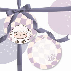 Groovy Eid Gift Tags - Purple Checkers