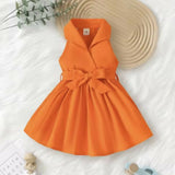 Girls Orange Dress with Bow – Sleeveless Toddler Party Dress, Soft Lightweight Kids Outfit