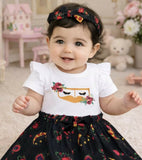 Traditional Baby Girl Floral Skirt Set with Headband