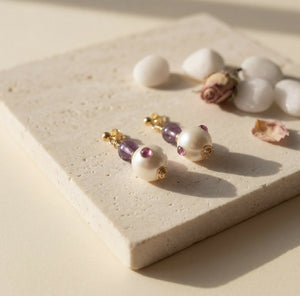 Pearl Blush Drop Stud Earrings