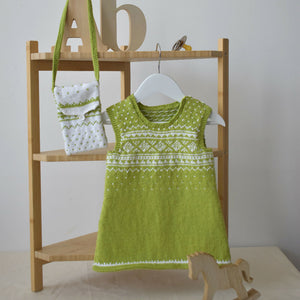 Knitted green and white cotton dress (AB151-2) 1