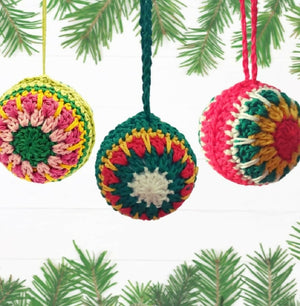 Boho Style Crochet Christmas Baubles