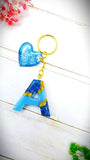 Glitter Alphabet Resin Keychain with Heart Charm – Personalized & Handmade