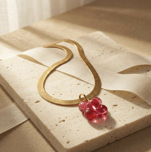 Ruby Bloom Herringbone Necklace