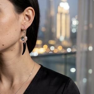 Midnight Horn Drop Earrings