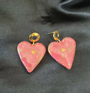 Blush Marble Heart Drop Earrings 💗