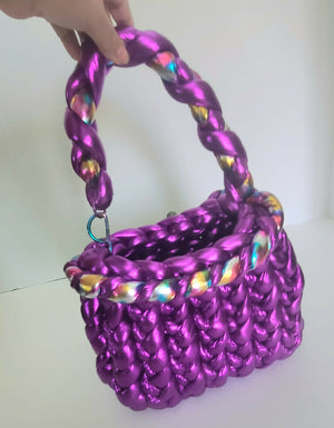 Crochet metallic purple bag