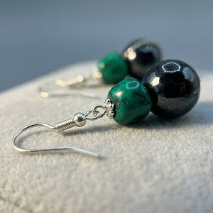 Emerald Noir Green Drop Earrings
