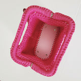 Crochet fuchsia clutch bag
