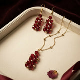 Crimson Glow Pendant & Earrings Set