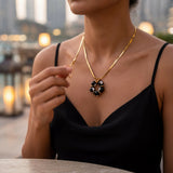 Midnight Heart Herringbone Necklace