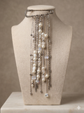 Safety pin brooch with chains
