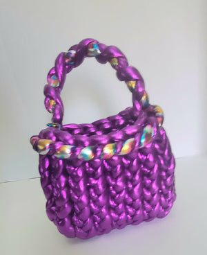Crochet metallic purple bag