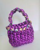 Crochet metallic purple bag