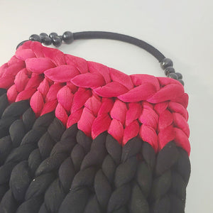Cruchet chunky bi-color tote bag