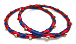Small Red Blue Two Piece Bangle Set