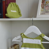 Knitted cotton green and white dress (AB172-1) 3