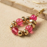 Rose Glow Beaded Hoop Earrings