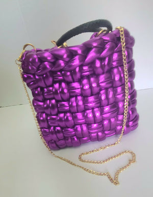 Crochet weave purple tote