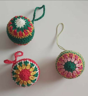 Boho Style Crochet Christmas Baubles